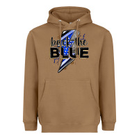 Toasted Coconut back the blue with lightning bolt Heavyweight Hoodie - Zillion Design Studio