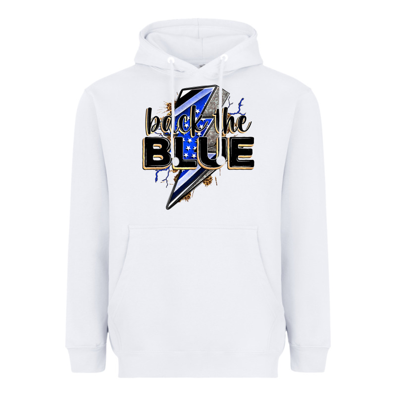 Back The Blue With Lightning Bolt Heavyweight Hoodie by Zillion Design Studio | Teevron