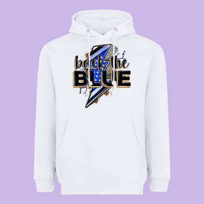 Back The Blue With Lightning Bolt Heavyweight Hoodie Designed By Zillion Design Studio
