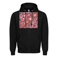 Black valentines day hearts with leopard and cowhide Zipper Hoodie - RanaPortraitStore