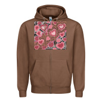 Valentines Day Hearts With Leopard And Cowhide Zipper Hoodie | Teevron