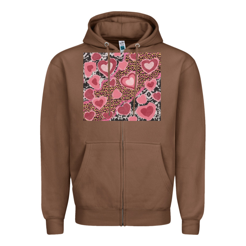 Valentines Day Hearts With Leopard And Cowhide Zipper Hoodie by RanaPortraitStore | Teevron