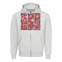 Dove Grey valentines day hearts with leopard and cowhide Zipper Hoodie - RanaPortraitStore