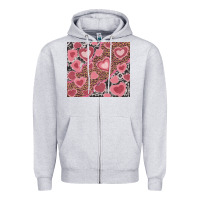 Heather Grey valentines day hearts with leopard and cowhide Zipper Hoodie - RanaPortraitStore