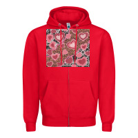 Red valentines day hearts with leopard and cowhide Zipper Hoodie - RanaPortraitStore