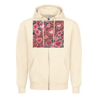 Sandshell valentines day hearts with leopard and cowhide Zipper Hoodie - RanaPortraitStore