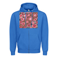 True Royal valentines day hearts with leopard and cowhide Zipper Hoodie - RanaPortraitStore