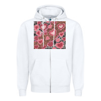White valentines day hearts with leopard and cowhide Zipper Hoodie - RanaPortraitStore