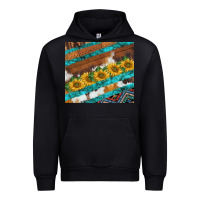 Black western aztec sunflowers turquoise cowhide Urban Hoodie - BarkalooDesign