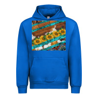 Cobalt western aztec sunflowers turquoise cowhide Urban Hoodie - BarkalooDesign