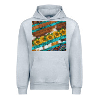 Heather Grey western aztec sunflowers turquoise cowhide Urban Hoodie - BarkalooDesign