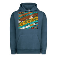 Pigment Midnight Navy western aztec sunflowers turquoise cowhide Urban Hoodie - BarkalooDesign