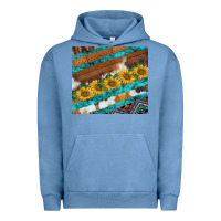 Pigment Pebble Blue western aztec sunflowers turquoise cowhide Urban Hoodie - BarkalooDesign
