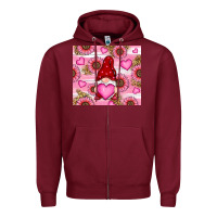 Burgundy valentines day gnomes Zipper Hoodie - RanaPortraitStore