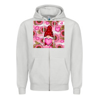 Dove Grey valentines day gnomes Zipper Hoodie - RanaPortraitStore