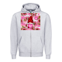 Heather Grey valentines day gnomes Zipper Hoodie - RanaPortraitStore