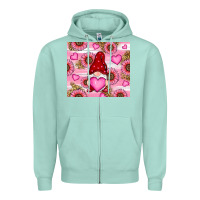 Seafoam valentines day gnomes Zipper Hoodie - RanaPortraitStore