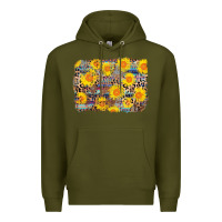 Army Green aztec sunflower leopard background Premium Hoodie - AdoDesignShop