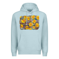 Blue Mist aztec sunflower leopard background Premium Hoodie - AdoDesignShop