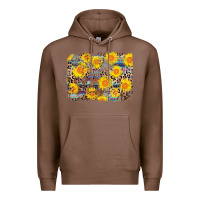 Chestnut aztec sunflower leopard background Premium Hoodie - AdoDesignShop