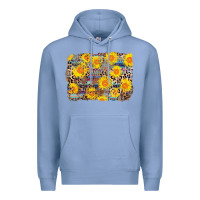 Colony Blue aztec sunflower leopard background Premium Hoodie - AdoDesignShop