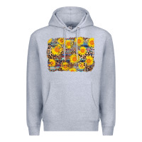 Heather Grey aztec sunflower leopard background Premium Hoodie - AdoDesignShop