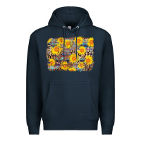 Navy aztec sunflower leopard background Premium Hoodie - AdoDesignShop