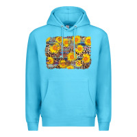 Ocean Blue aztec sunflower leopard background Premium Hoodie - AdoDesignShop