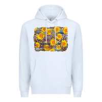 White aztec sunflower leopard background Premium Hoodie - AdoDesignShop