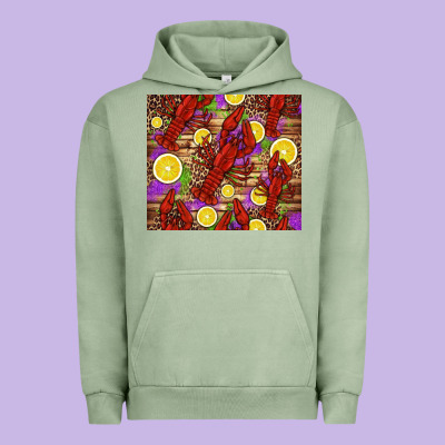 Mardi Gras Crawfish And Lemons Urban Hoodie Designed By Jasminsmagicworld