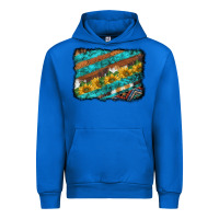 Cobalt western aztec sunflowers turquoise cowhide background Urban Hoodie - BarkalooDesign