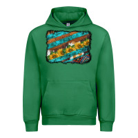 Emerald western aztec sunflowers turquoise cowhide background Urban Hoodie - BarkalooDesign