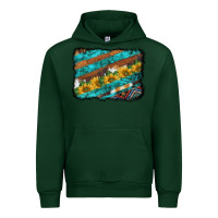 Forest Green western aztec sunflowers turquoise cowhide background Urban Hoodie - BarkalooDesign