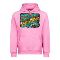 Fuchsia Pink western aztec sunflowers turquoise cowhide background Urban Hoodie - BarkalooDesign