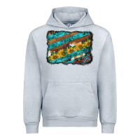 Heather Grey western aztec sunflowers turquoise cowhide background Urban Hoodie - BarkalooDesign