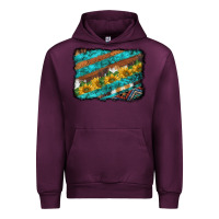 Mauve Wine western aztec sunflowers turquoise cowhide background Urban Hoodie - BarkalooDesign
