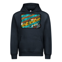 Navy western aztec sunflowers turquoise cowhide background Urban Hoodie - BarkalooDesign