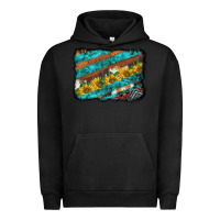 Pigment Black western aztec sunflowers turquoise cowhide background Urban Hoodie - BarkalooDesign