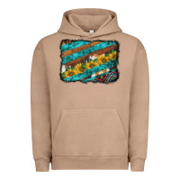 Pigment Burro western aztec sunflowers turquoise cowhide background Urban Hoodie - BarkalooDesign