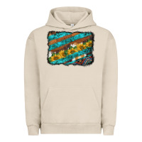 Pigment French Oak western aztec sunflowers turquoise cowhide background Urban Hoodie - BarkalooDesign