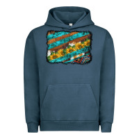 Pigment Midnight Navy western aztec sunflowers turquoise cowhide background Urban Hoodie - BarkalooDesign