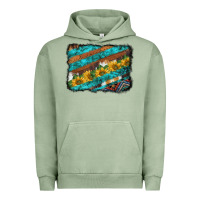 Pigment Oil Green western aztec sunflowers turquoise cowhide background Urban Hoodie - BarkalooDesign