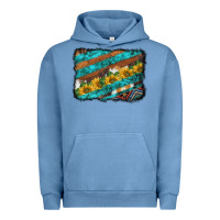 Pigment Pebble Blue western aztec sunflowers turquoise cowhide background Urban Hoodie - BarkalooDesign