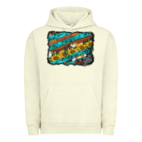 Pigment Pistachio western aztec sunflowers turquoise cowhide background Urban Hoodie - BarkalooDesign