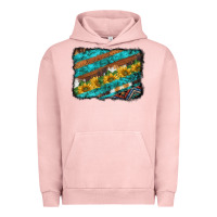 Pigment Salmon western aztec sunflowers turquoise cowhide background Urban Hoodie - BarkalooDesign