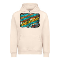 Sandshell western aztec sunflowers turquoise cowhide background Urban Hoodie - BarkalooDesign