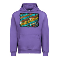 Tulip western aztec sunflowers turquoise cowhide background Urban Hoodie - BarkalooDesign