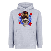 Heather Grey American mom skull Heavyweight Hoodie - Zillion Design Studio