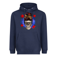 Navy American mom skull Heavyweight Hoodie - Zillion Design Studio