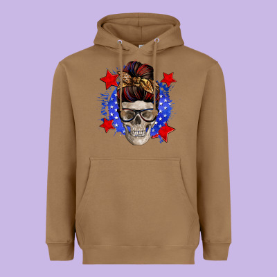 American Mom Skull Heavyweight Hoodie Designed By Zillion Design Studio